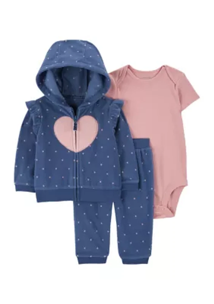 Baby Girls 3 Piece Printed Jacket Set