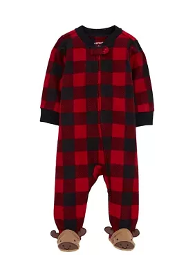 Baby Girls Microfleece Printed Footie Pajamas