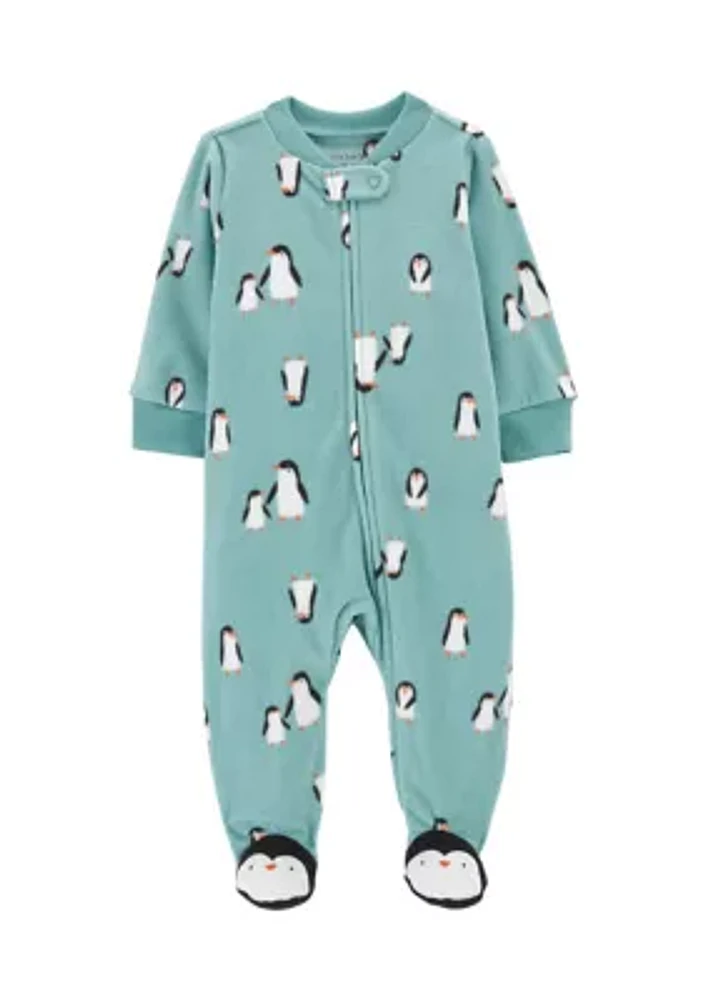 Baby Girls Microfleece Printed Footie Pajamas