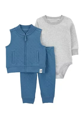 Baby Boys 3 Piece Vest Set