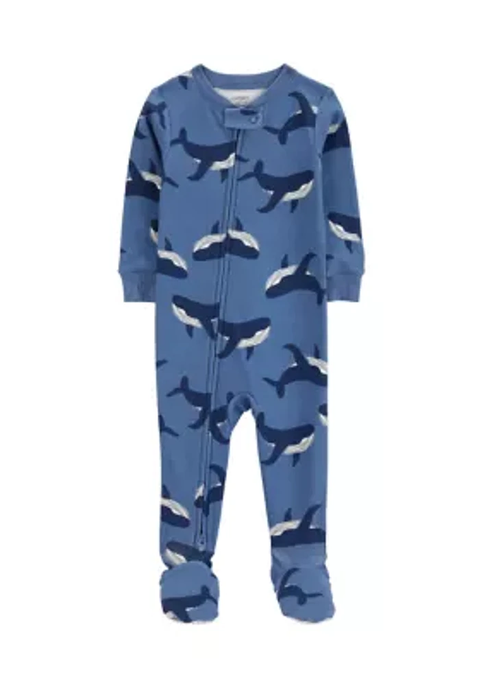 Baby Boys Whale Printed Footie Pajamas