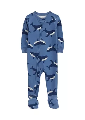 Baby Boys Whale Printed Footie Pajamas