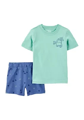 Baby Boys T-Shirt and Printed Shorts Set