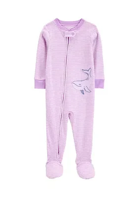 Baby Girls Stripe Whale Footie Pajamas