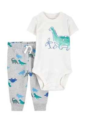 Baby Boys 2 Piece Dinosaur Bodysuit and Jogger Pant Set
