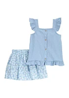 Toddler Girls Flutter Tank Top and Skort Set