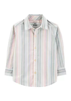 Toddler Boys Variegated Stripe Button Down Shirt