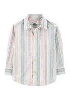 Toddler Boys Variegated Stripe Button Down Shirt