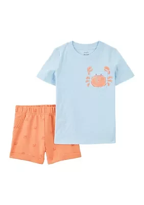 Toddler Boys Crab Graphic T-Shirt and Shorts Set