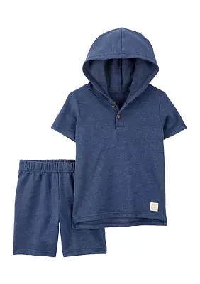 Toddler Boys Hooded T-Shirt and Shorts Set
