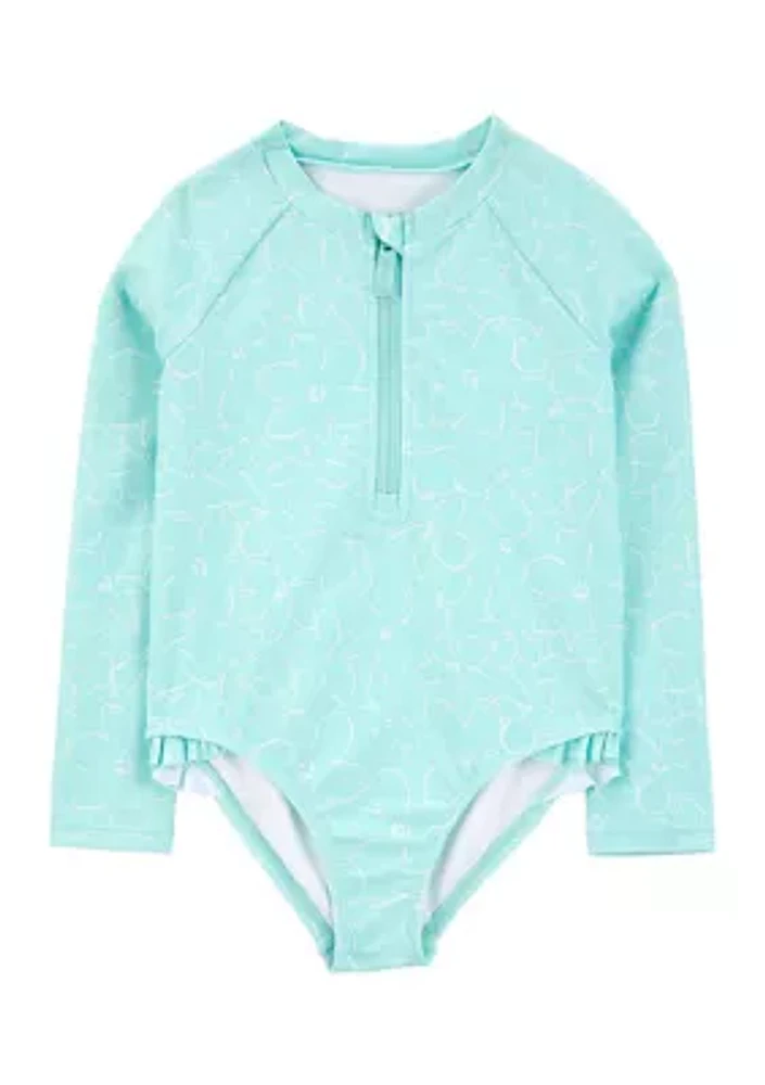 Toddler Girls Rash Guard One Piece Swimsuit