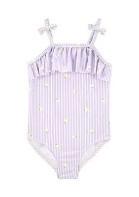 Toddler Girls Lemon Striped One Piece Swimsuit