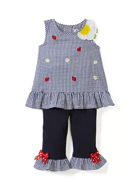 Toddler Girls Seersucker Ladybug Capri Set