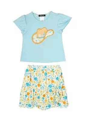 Toddler Girls Cowboy Hat Skort Set