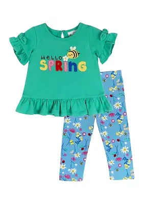 Baby Girls Ruffle Printed Legging Set