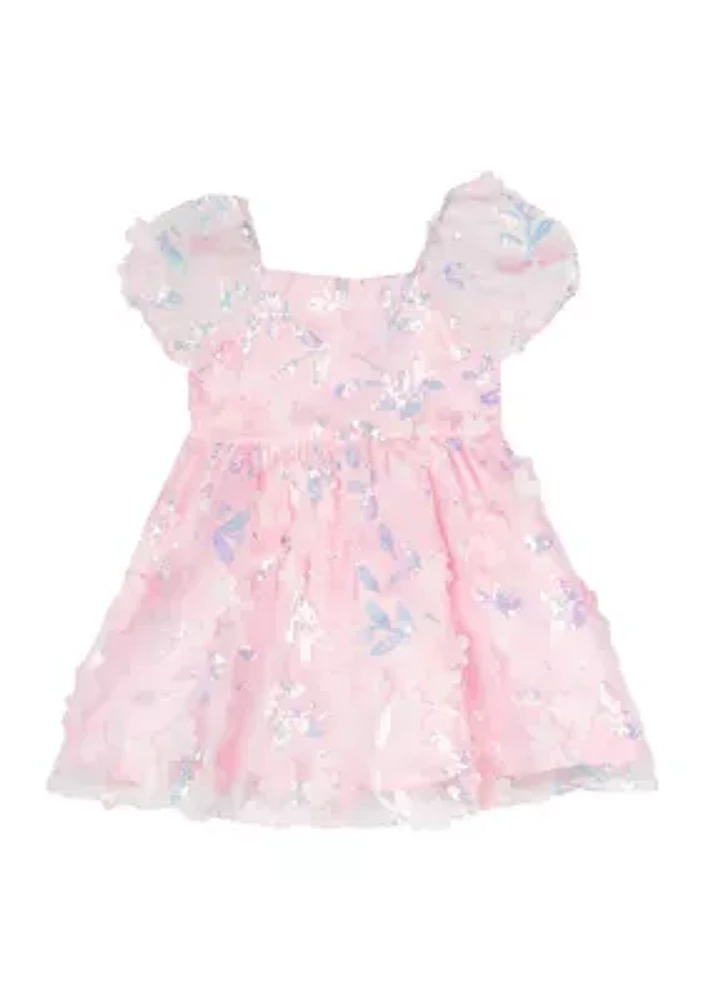 Baby Girls 3D Flower Sequin Dress