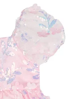 Baby Girls 3D Flower Sequin Dress