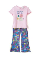 Baby Girls Bloom Graphic Top and Printed Pants Set