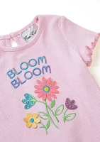 Baby Girls Bloom Graphic Top and Printed Pants Set