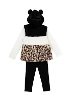 Toddler Girls 3 Piece Fur Vest Set