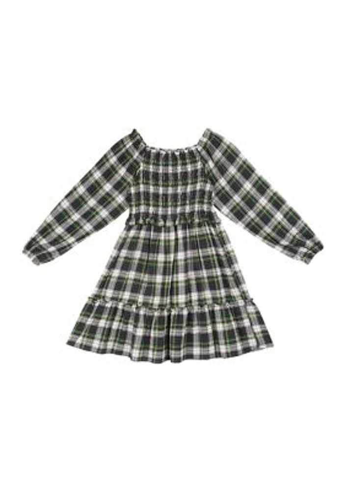 Toddler Girls Twill Yarn Dyed Plaid Dress