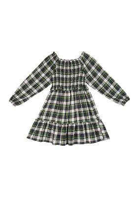 Toddler Girls Twill Yarn Dyed Plaid Dress
