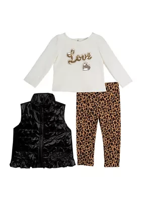 Baby Girls 3 Piece Puffer Vest Set