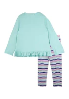 Toddler Girls Keep Warm Graphic T-Shirt and Printed Leggings Set