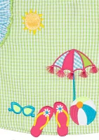 Toddler Girls Beach Appliqué Seersucker Top and Shorts Set