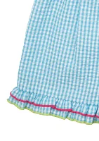 Toddler Girls Beach Appliqué Seersucker Top and Shorts Set