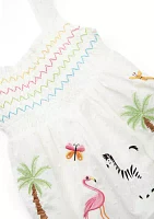 Toddler Girls Tropical Embroidered Top and Shorts Set
