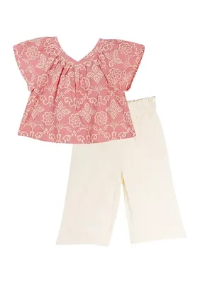 Baby Girls Embroidered Top and Capri Pants Set