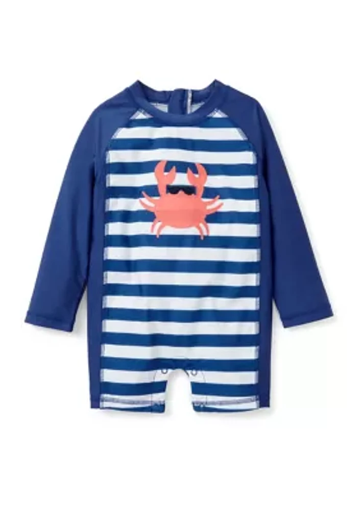 Baby Boys Crab Stripe One Piece Rash Guard