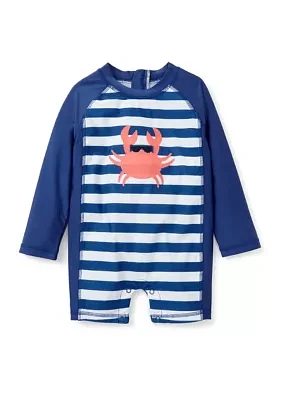 Baby Boys Crab Stripe One Piece Rash Guard
