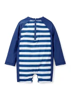 Baby Boys Crab Stripe One Piece Rash Guard