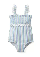 Baby Girls Smocked Stripe One Piece Swimsuit