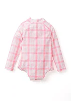 Baby Girls Gingham Printed Rashguard