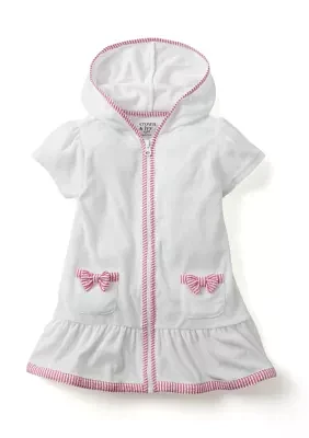 Baby Girls Bow Zip Front Swim Coverup