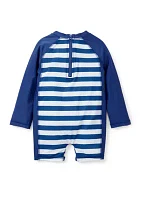 Toddler Boys Crab Stripe One Piece Rash Guard