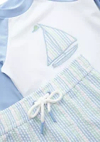 Toddler Boys Sailboat Rashguard Set