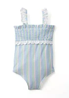 Toddler Girls Smocked Stripe One Piece Swimsuit
