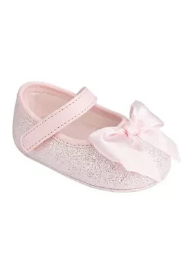 Baby Girls Tish Pink Glitter Bow Ballet Flats