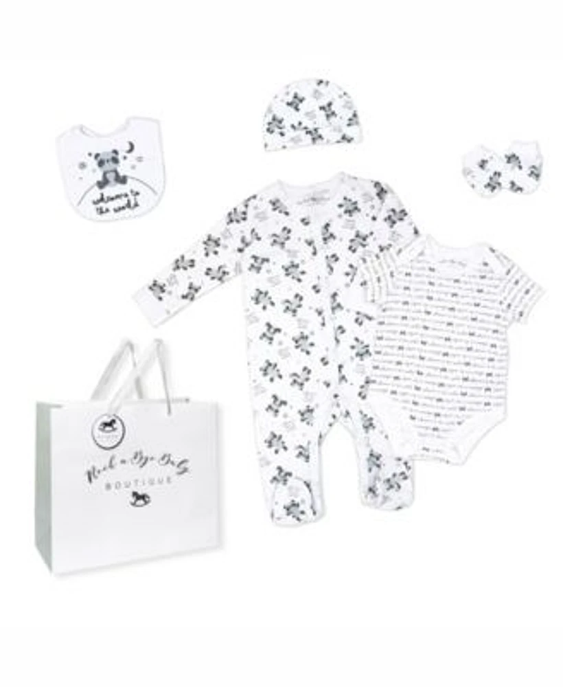 Baby Boys and Girls Panda World Layette, 5 Piece Set