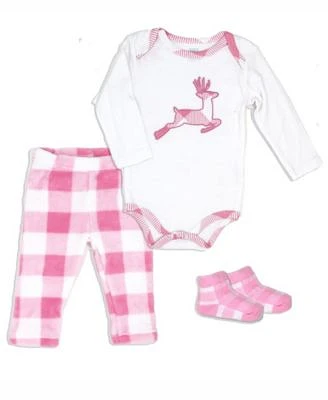 Baby Boys and Girls Buffalo Plaid Plush 3 Piece Lounge Set