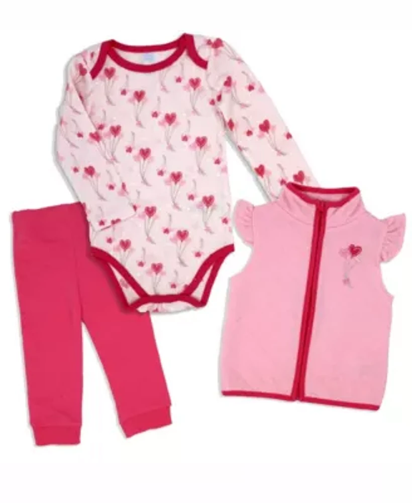 Baby Girls 3 Piece Hearts Vest Set