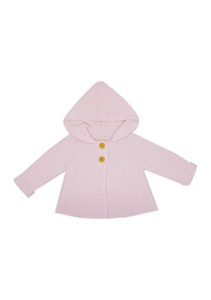 Baby Girls Hooded Sweater Coat, Pink