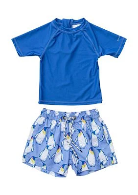 Baby Boys Penguin Patrol Short Sleeve Swim Set