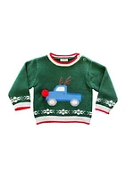 Baby Boys Reindeer Truck Appliqué Sweater