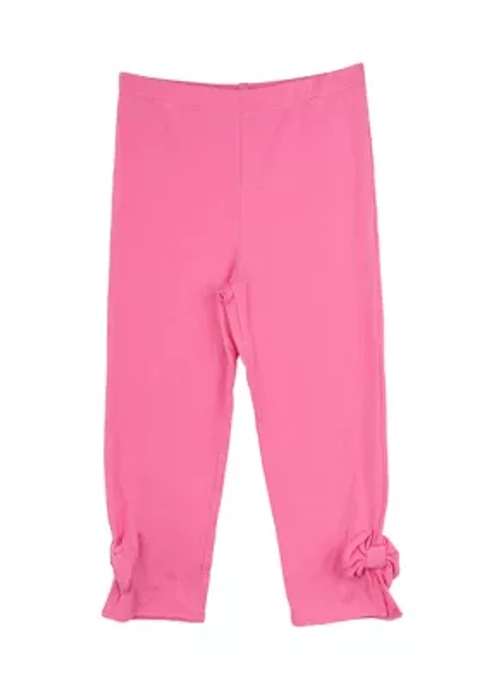 Toddler Girls Solid Leggings with Bow Details