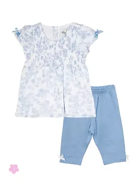 Baby Girls Printed Cotton Voile Smocked Set